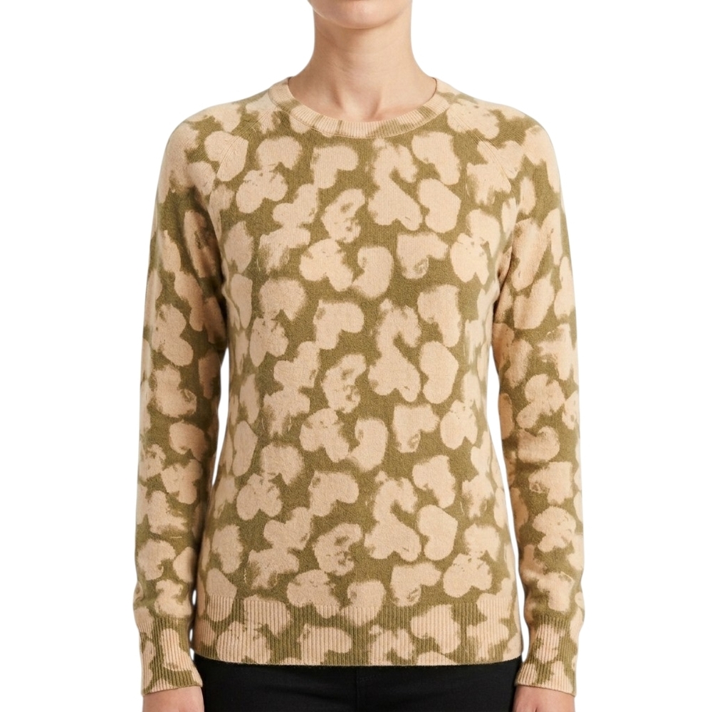 Equipment Femme Cashmere Sweater Crew Neck Camp Heart Abstract Printed Size XS